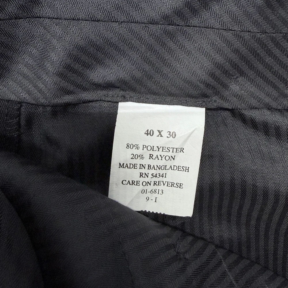 Mens Black Flat Front Dress Pants Straight Leg Trousers 40 x 30